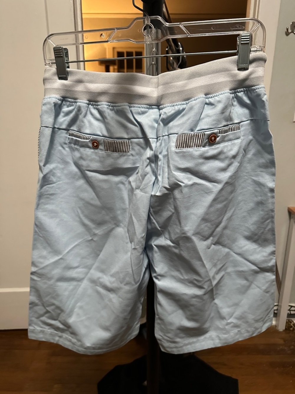 Men's Light Blue Drawstring Shorts - Picture 3 of 3